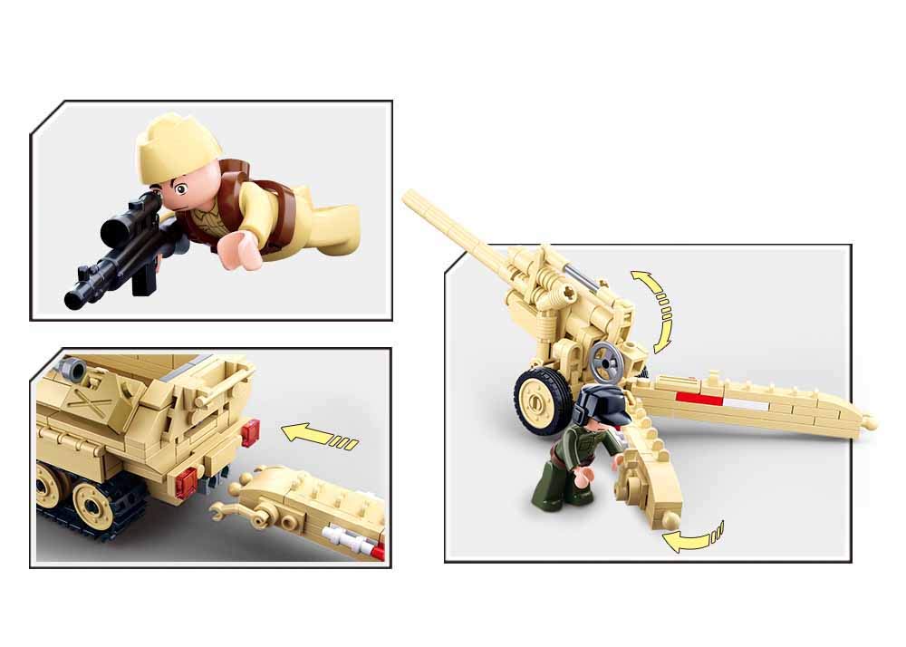 Sluban M38-B0695 WWII SD.KFZ. 251 Half-Track K18 105MM Cannon Building Set 3