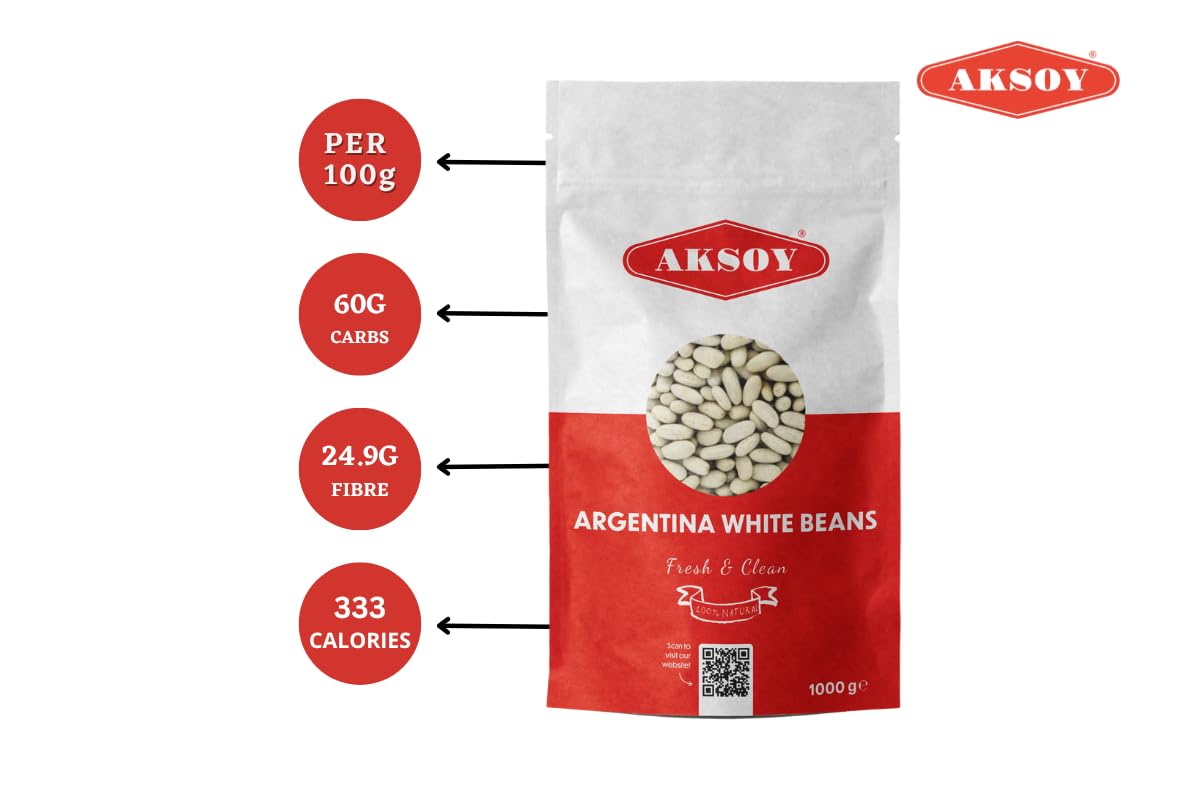 Aksoy Argentina White Beans 1KG - Premium White Beans for Stews, Soups, Salads & Casseroles 2