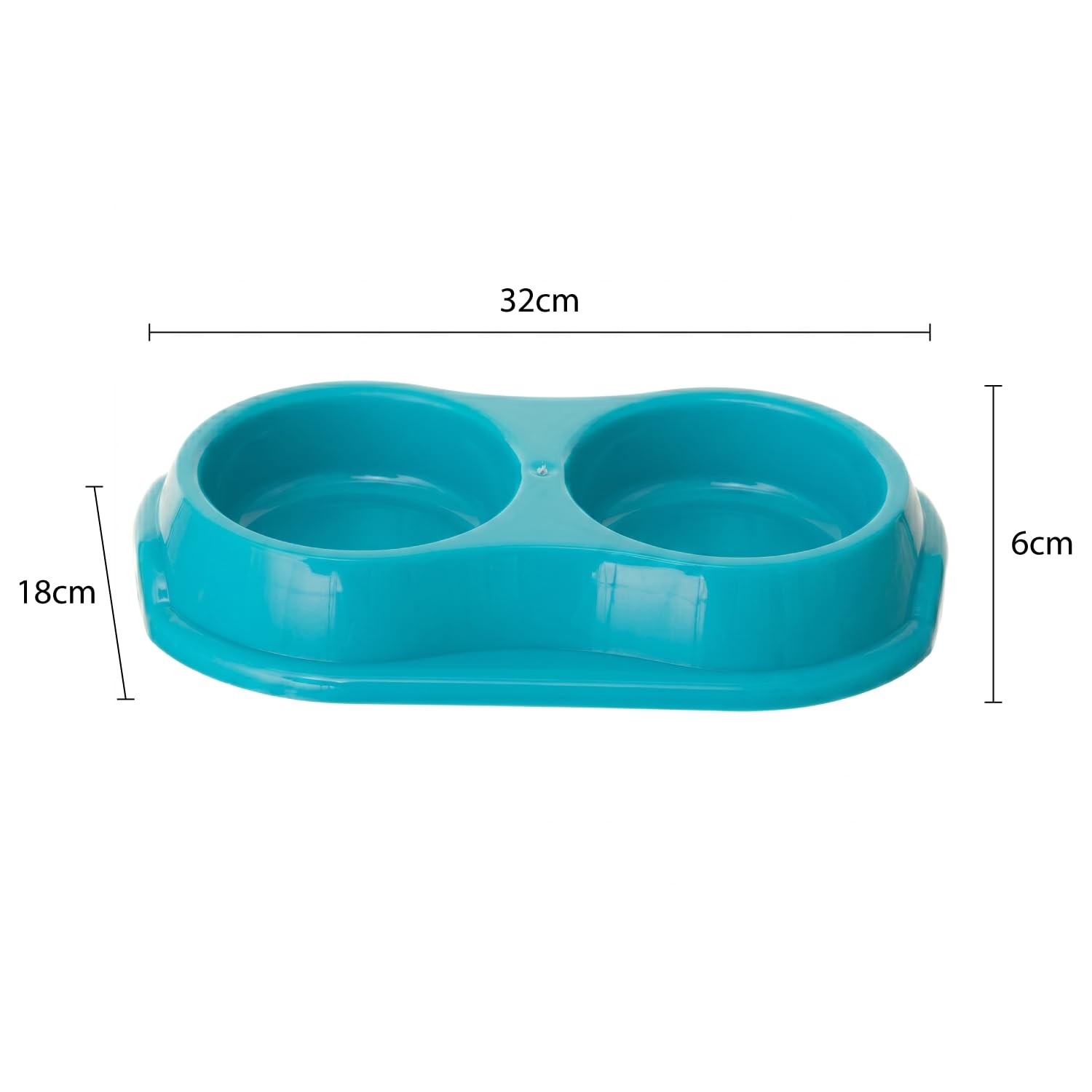 Whitefurze Medium Double Plastic Pet Bowl - Dishwasher Safe | Assorted Colors | 32 cm