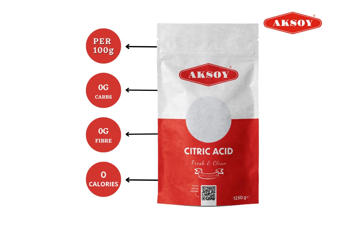 AKSOY Food Grade Citric Acid - Anhydrous Non-GMO De-Scaler | 1.25kg Granule 3