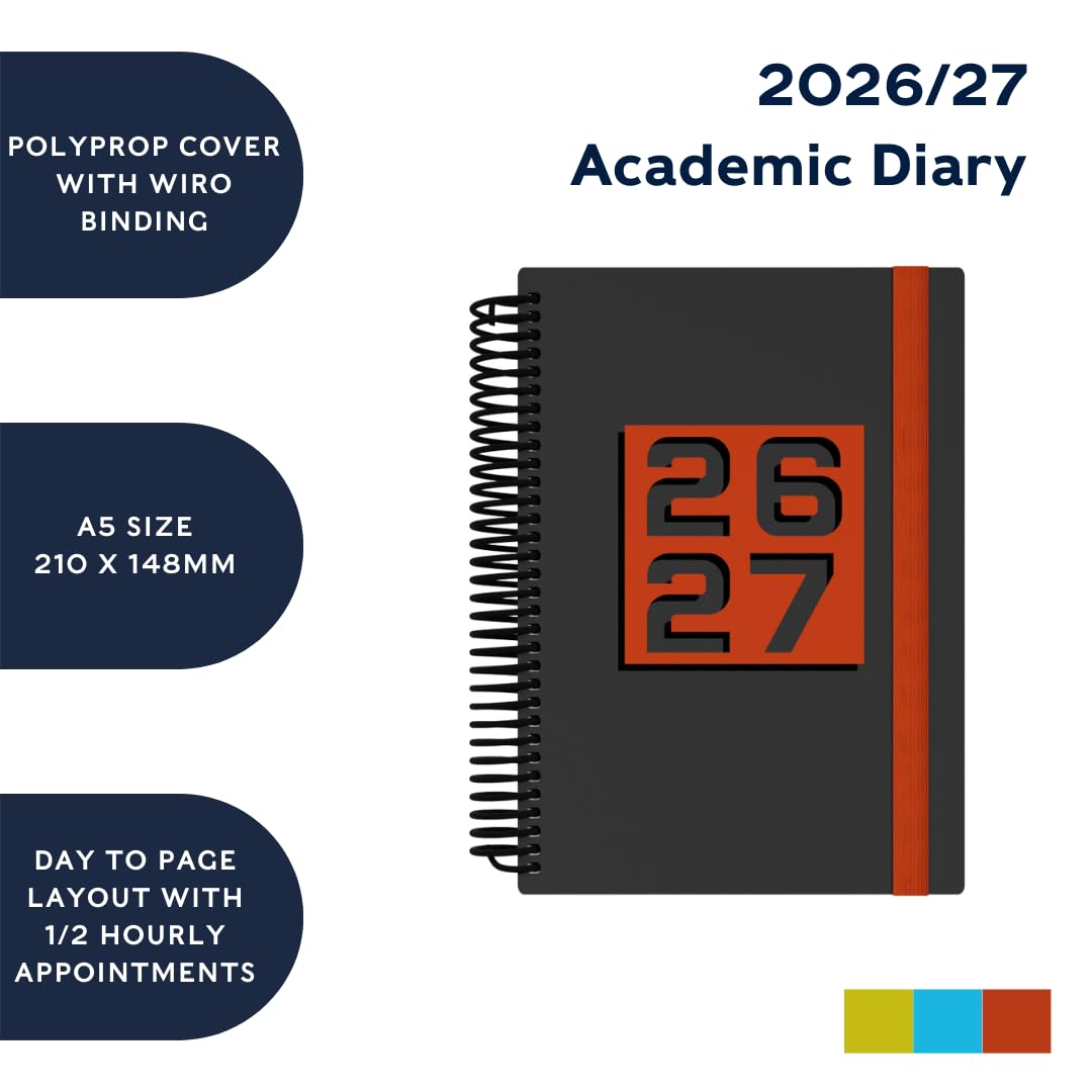 Collins Delta 2026-2027 Academic Year Planner - A5 Day-to-Page Organizer | Hard Cover | Blue 5