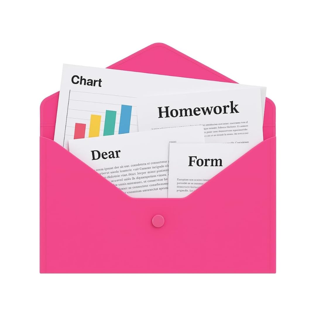 1ABOVE A4 Popper Wallets - 5 Assorted Colour Plastic Document Folders | 100 Sheet Capacity 5