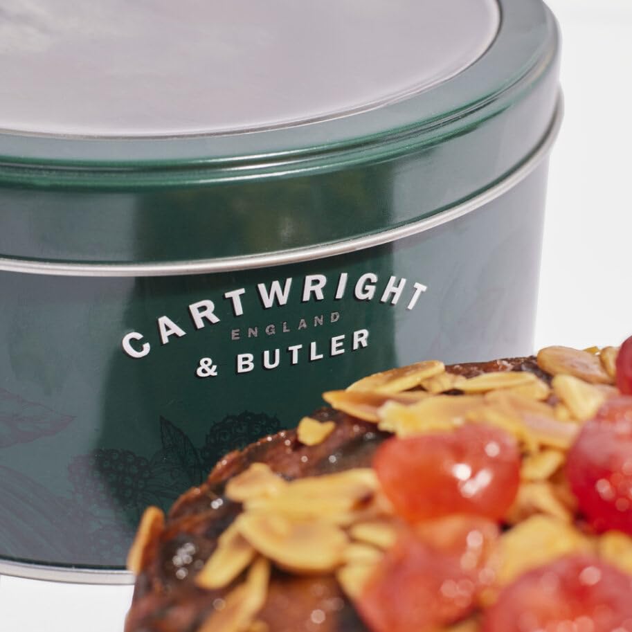 Cartwright & Butler Cherry and Almond Fruit Cake - Moist, Buttery Consistency | 600g Round Tin