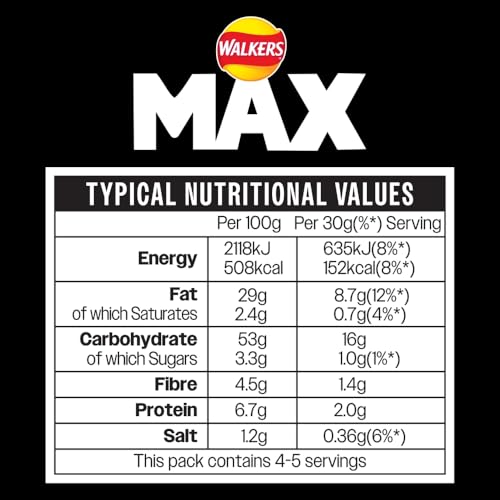Walkers Max Punchy Paprika Sharing Crisps 140g 8