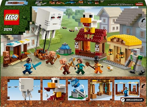 LEGO Minecraft Ghast Balloon Village Attack Set - 555-Piece Building Toy for Ages 10+ 11