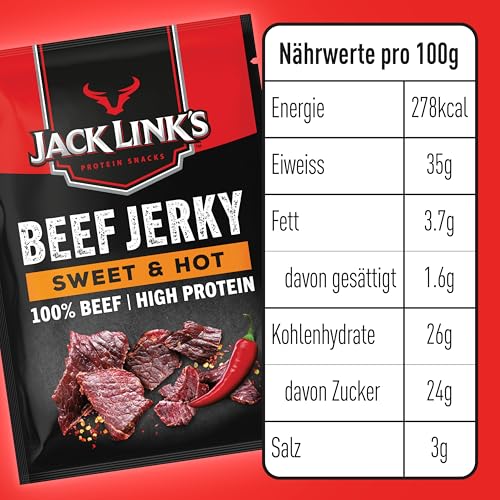 Jack Link's Beef Jerky Sweet & Hot - Box of 12 x 60g - Dried Meat Snack 8