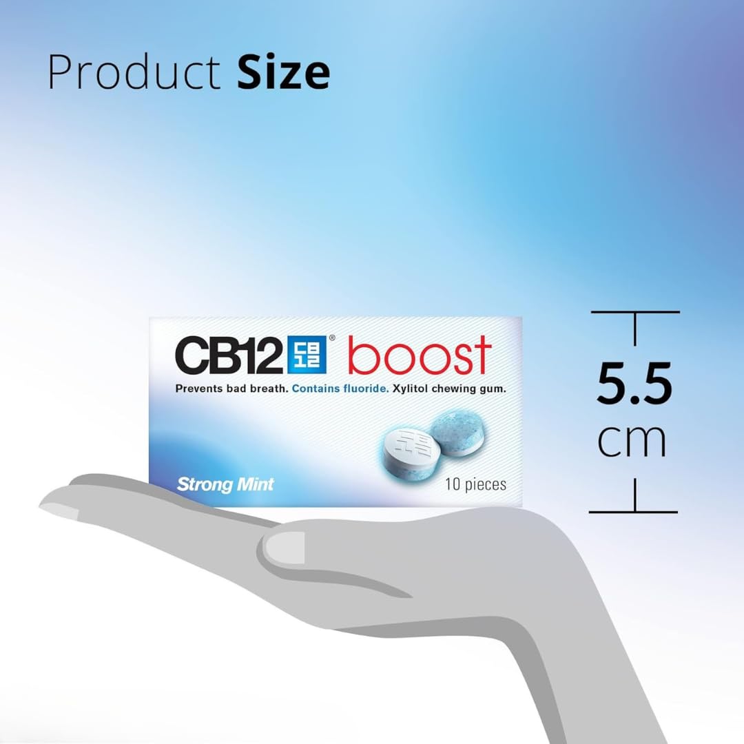 CB12 Boost Chewing Gum - Sugar-Free Cool Mint, Prevents Bad Breath, Strengthens Teeth, 10 Pieces 6