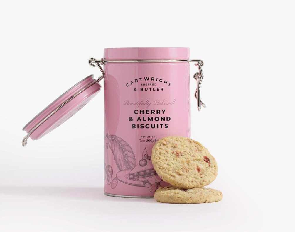 Cartwright & Butler Cherry and Almond Biscuits - 200g Tin 1