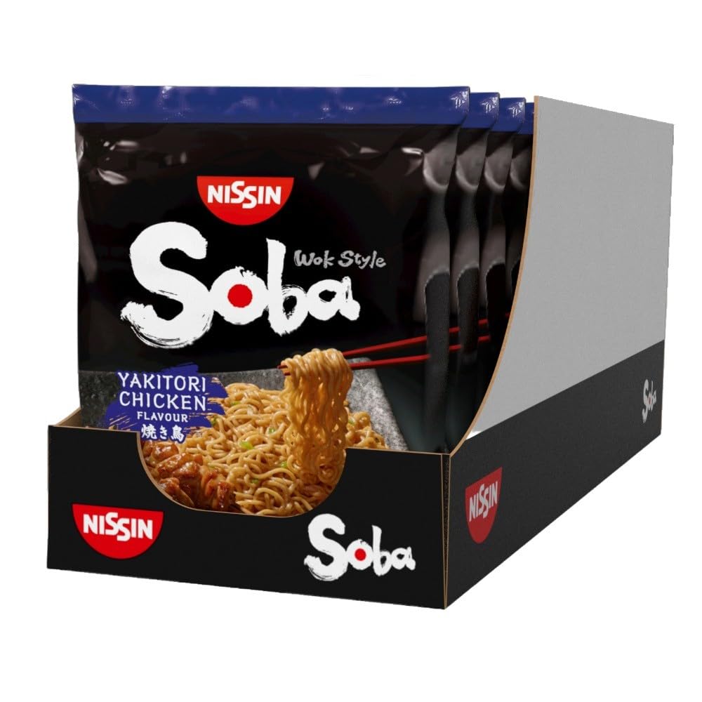 NISSIN Soba Wok Style Yakitori Chicken Flavoured Instant Noodles - 110 g (Pack of 9)