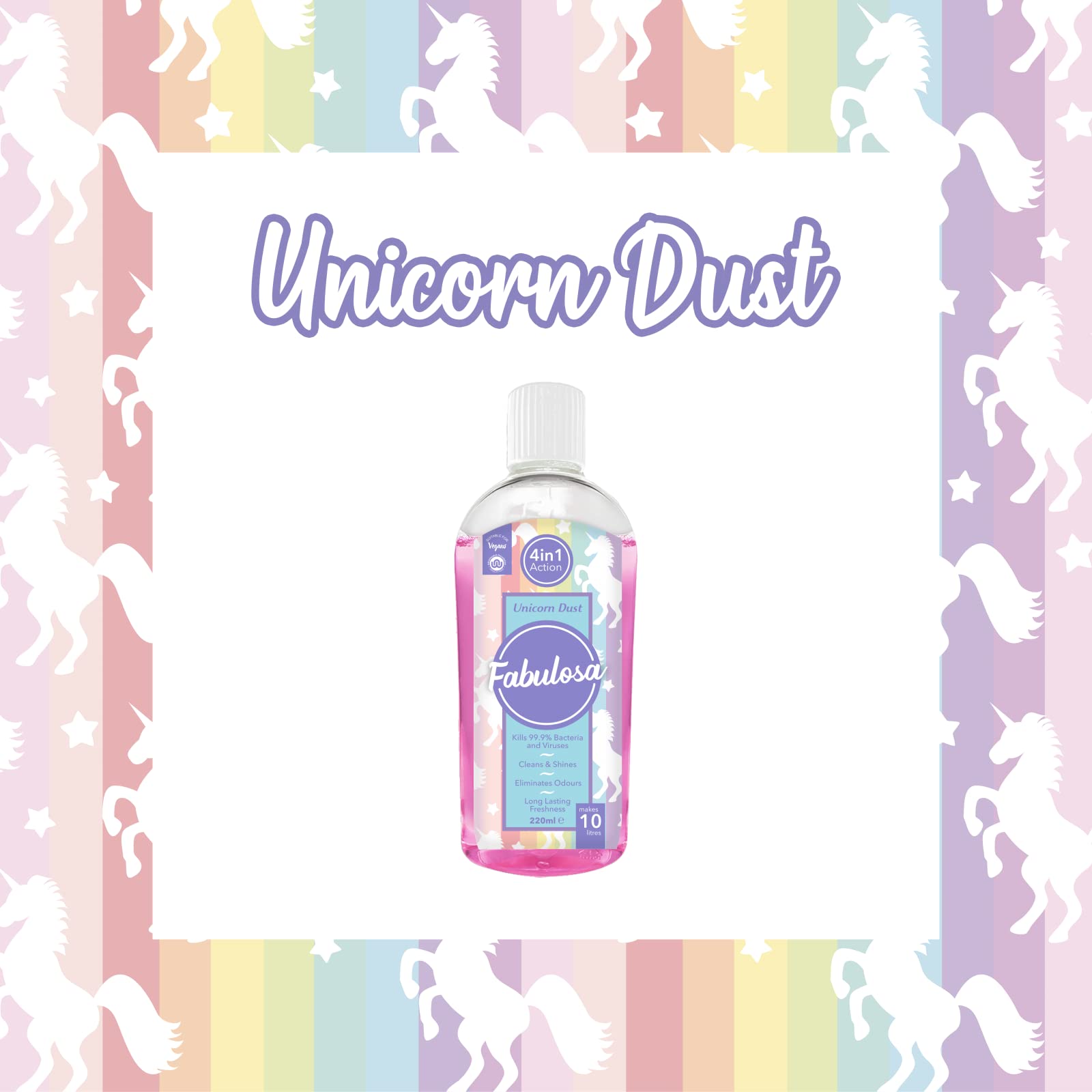 Fabulosa Concentrated Antibacterial All-Purpose Cleaner - Kills 99.9% Bacteria & Viruses | Unicorn Dust Scent | 220ml