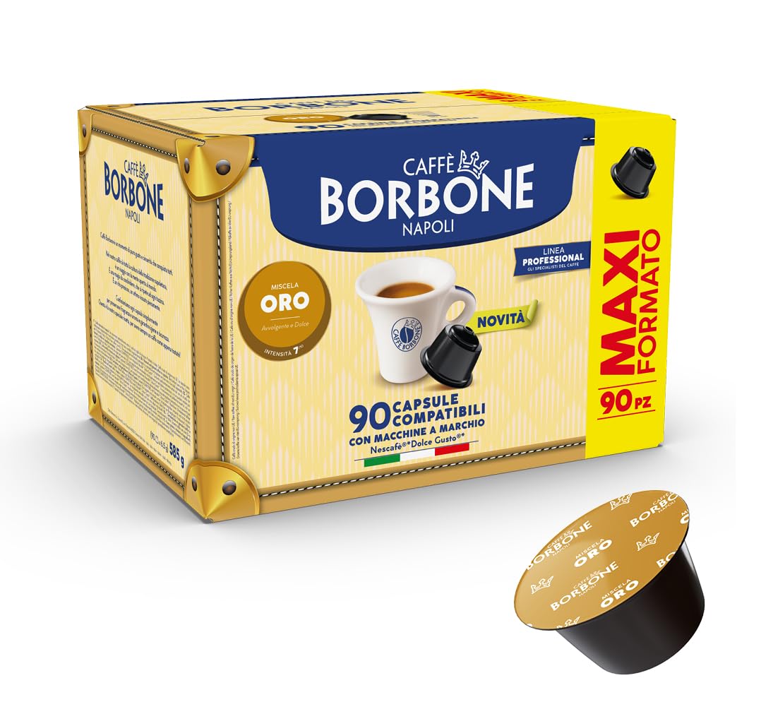 CAFFÈ BORBONE Gold Blend Coffee Capsules - 90 Count | Dolce Gusto Compatible | Intensity 7.5