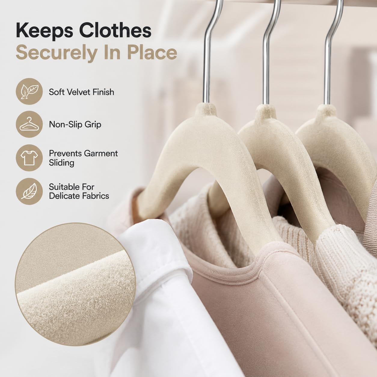 1ABOVE Premium Velvet Hangers - 20 Pack Non-Slip, Heavy Duty, Space Saving | Ivory