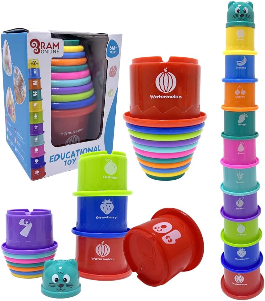 Ram Baby Kids 11 Piece Stacking Cups - Educational Toy for 6 Months+ 1