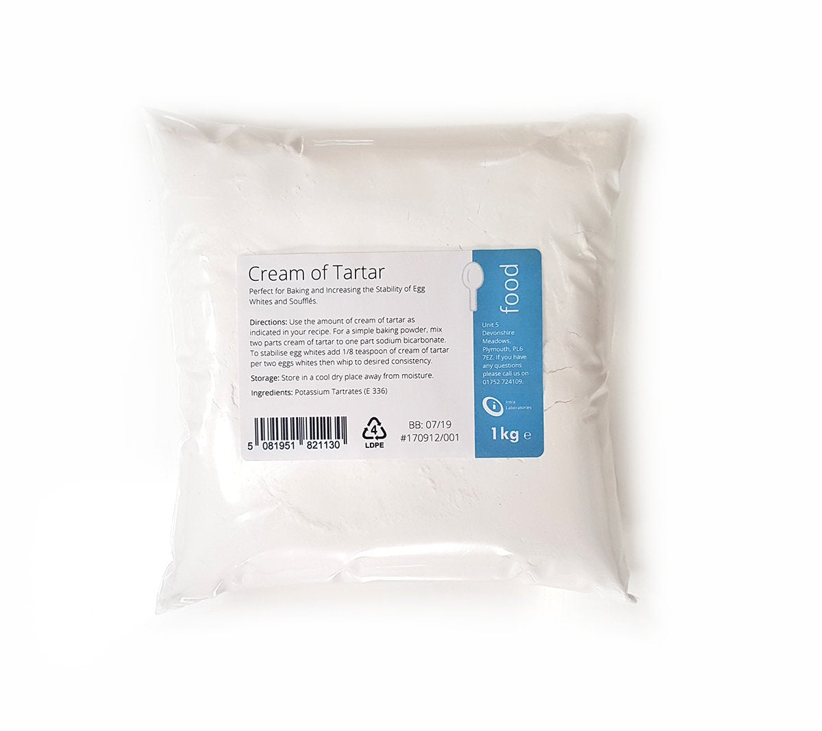 Intralabs Cream of Tartar - Food Grade Powder for Baking & Homemade Playdough, 1kg 1