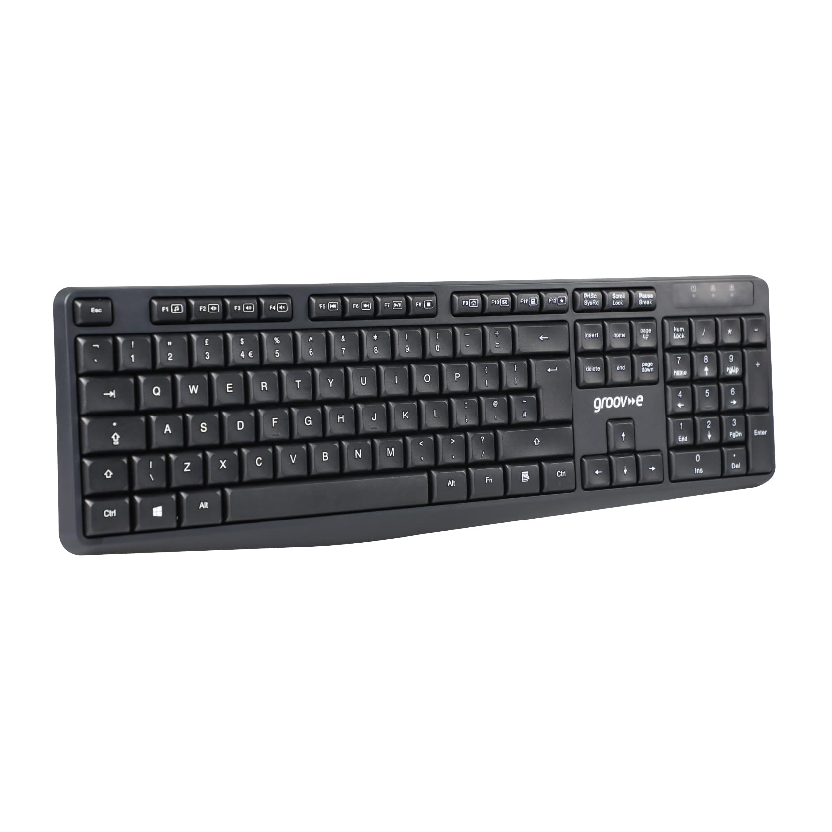 groov e Wireless Full-Size Keyboard - QWERTY Keyboard for PC and Laptop with 2.4G Wireless Connection, Ergonomic Design, Silent Keys - Black 1