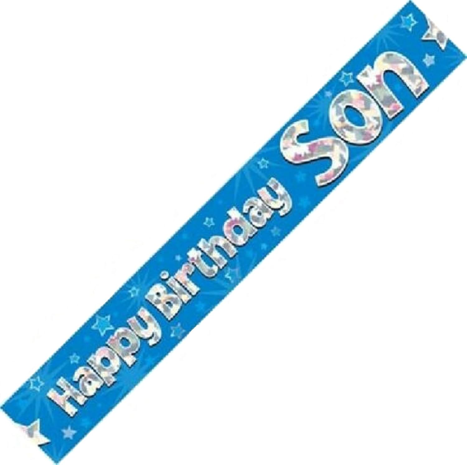 OakTree Happy Birthday Son Foil Holographic Banner - 9 ft Blue Party Decoration 1