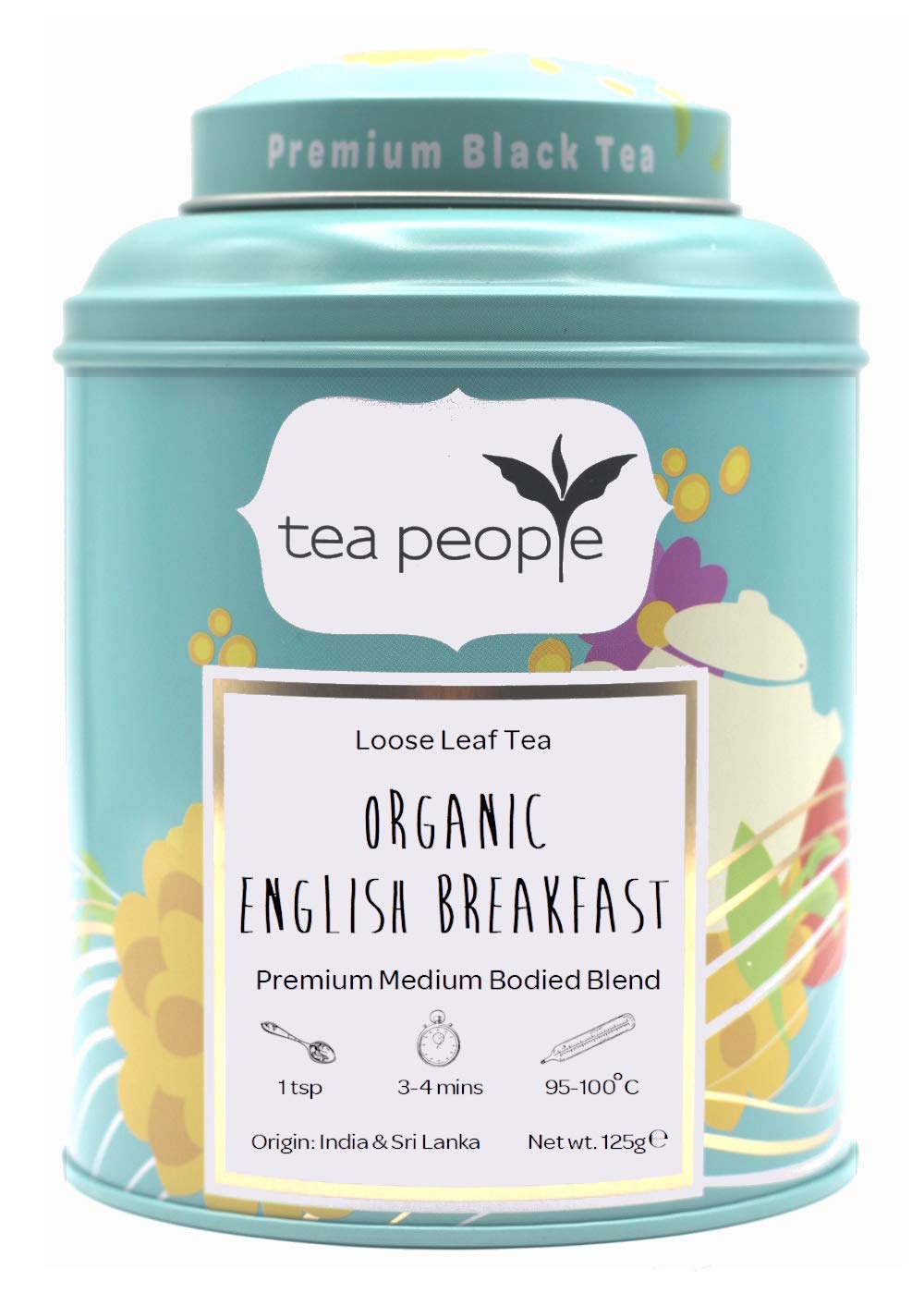 Tea People Organic English Breakfast, Loose Leaf Black Tea in Tin Caddy
