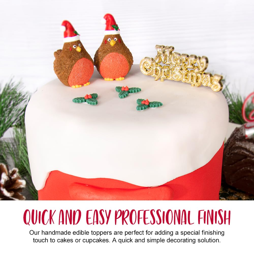 Anniversary House - Christmas Holly Edible Cake Toppers Sugarcraft Decorations 11