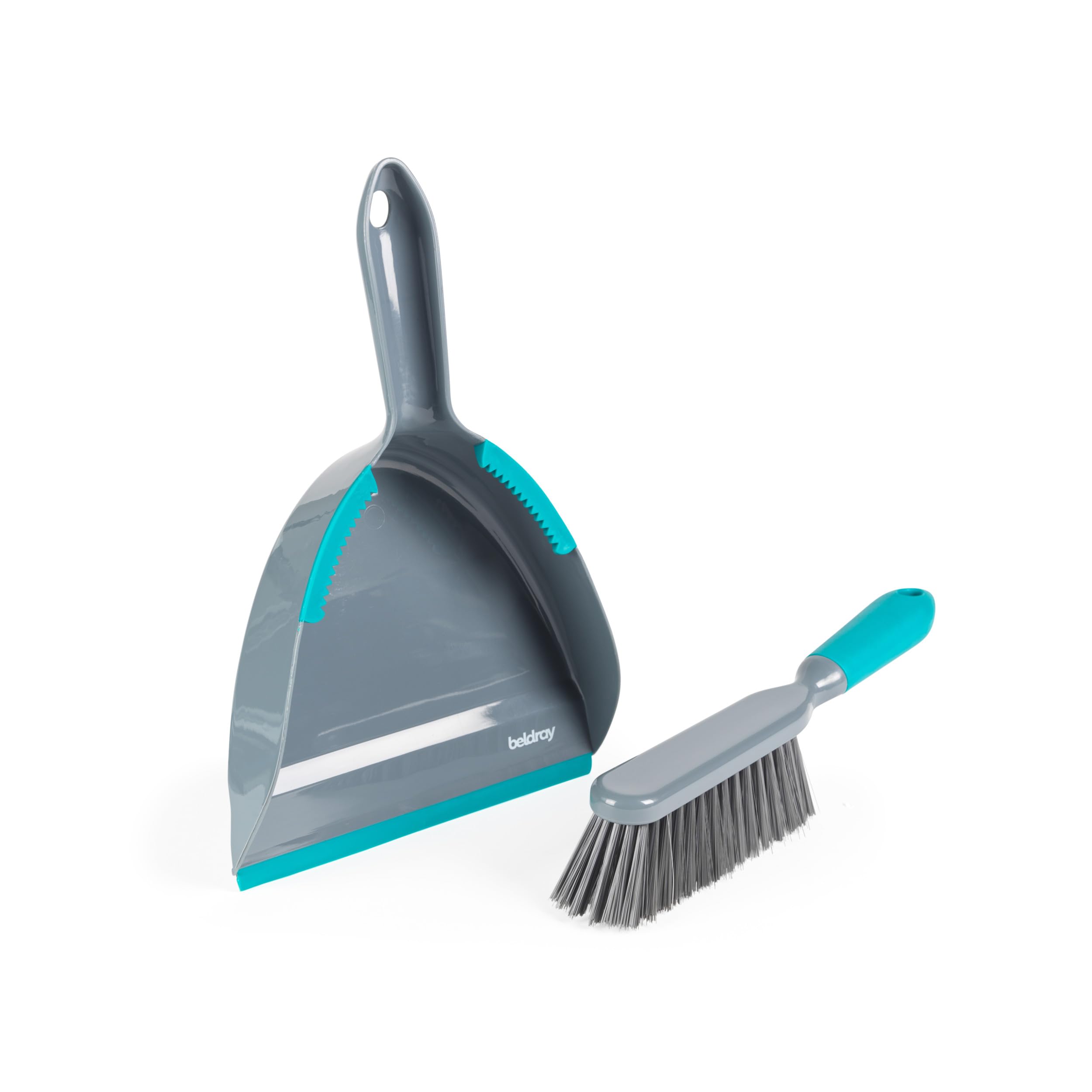 Beldray Antibac Dustpan & Brush Set - Non-Scratch Bristles, Hygienic Cleaning | Grey & Turquoise 3