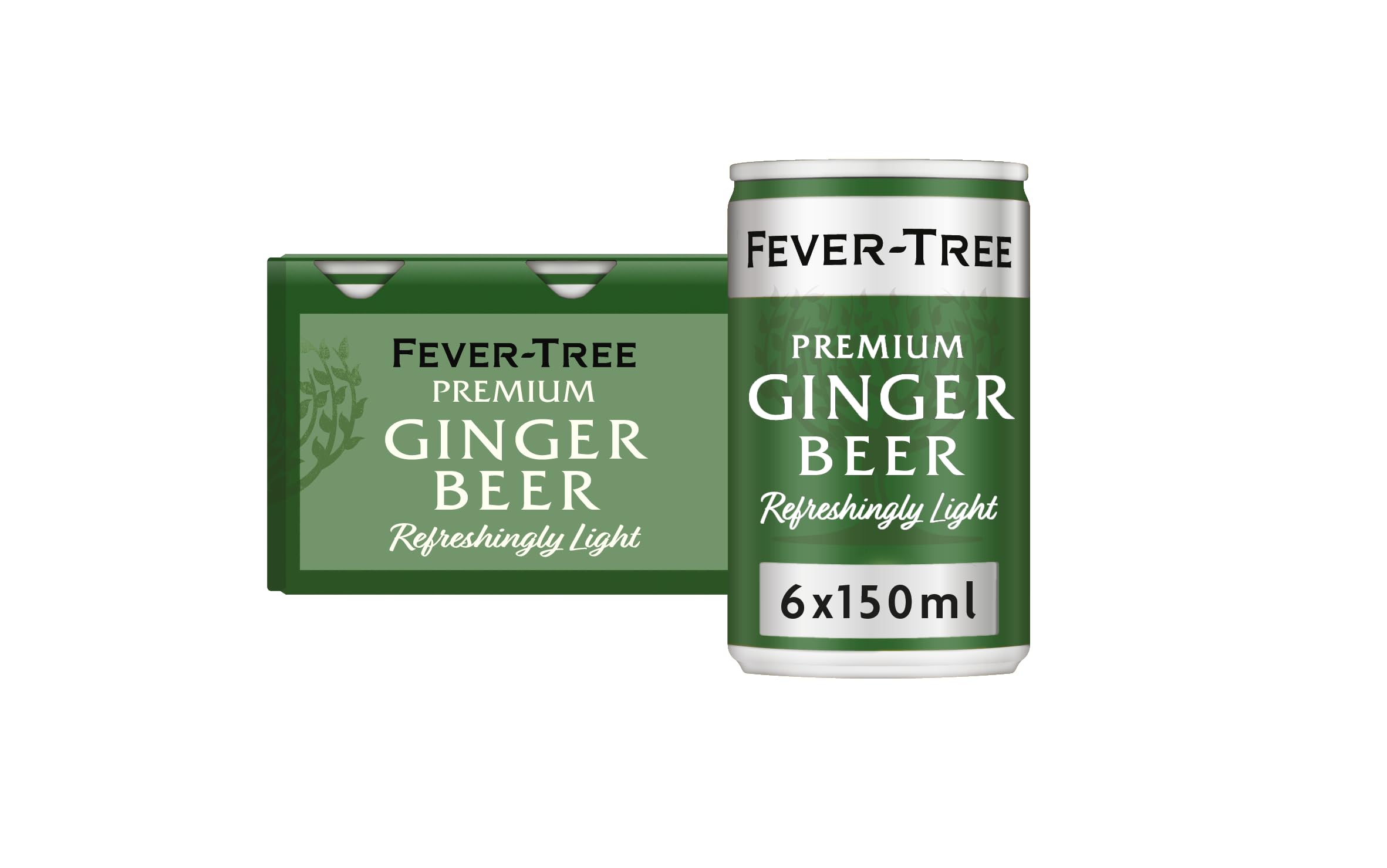 Fever-Tree Refreshingly Light Ginger Beer - 6x150ml Cans | 19 kcal per 100ml