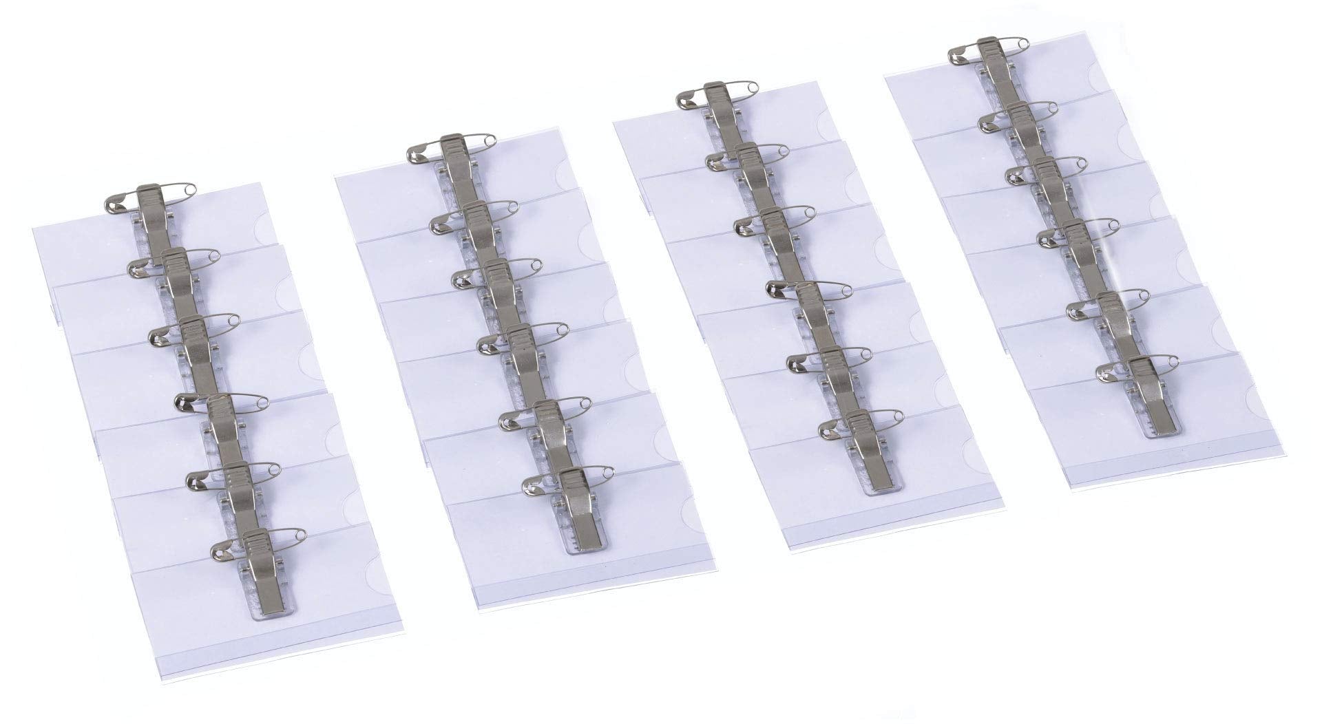 EUROPEL Name Badge Holders with Crocodile Clip, Safety Pin & Blank Card Insert Sheets (Pack of 24) | Horizontal ID Card Holder for School, Colleges, Offices & Corporate Event | 75 x 40 mm, 121260