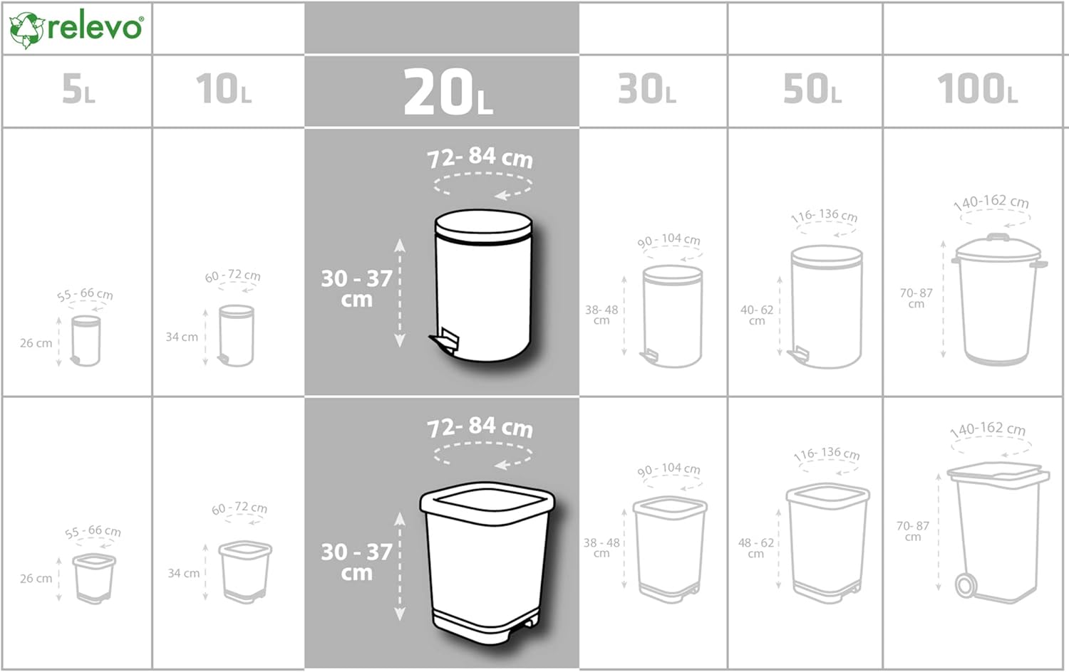 Relevo 100% Recycled Heavy Duty Bin Liners 20L - 15 Bags 2