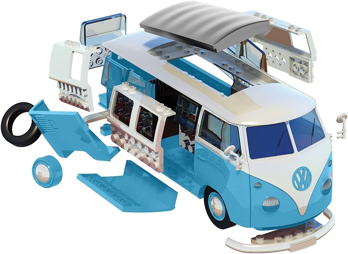Airfix Quick Build VW Camper Van Model Kit - Snap Together Plastic Car Model for Kids & Adults, Blue 2