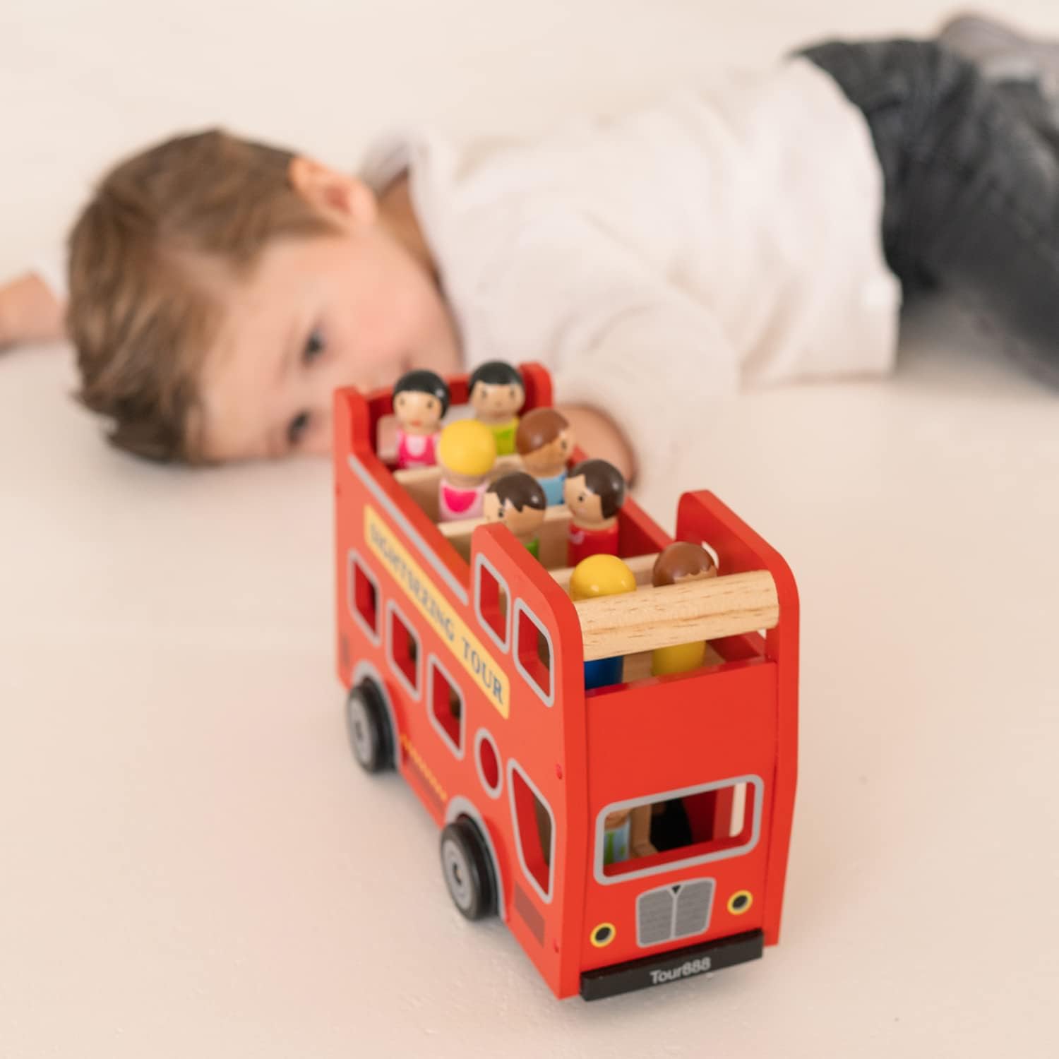 Wooden Pop-Up Fire Truck - Spring-Loaded Firefighter Toy for Ages 2+ 3