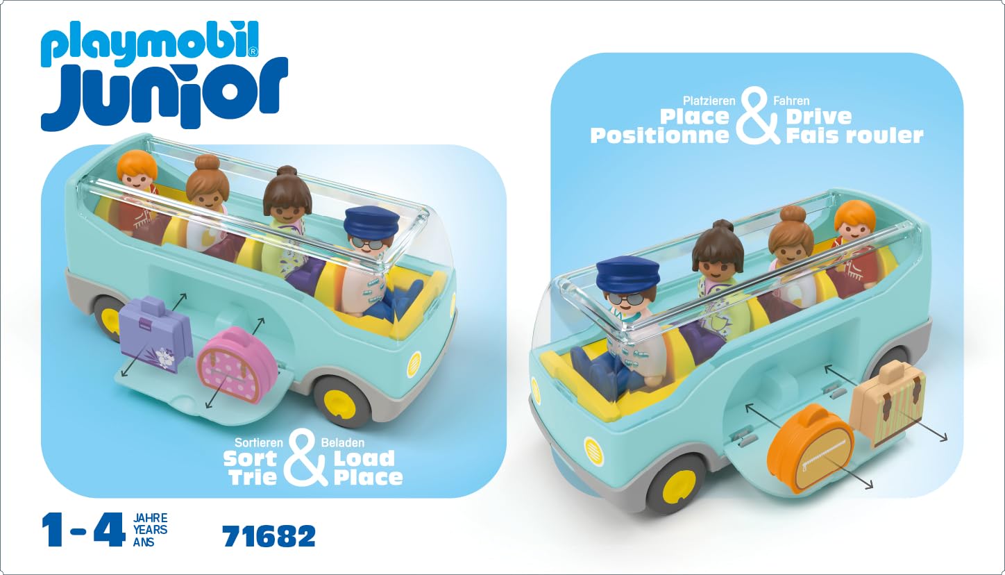 PLAYMOBIL 71682 JUNIOR Airport Shuttle Bus - Educational Vehicle Toy for Toddlers 1+ 3
