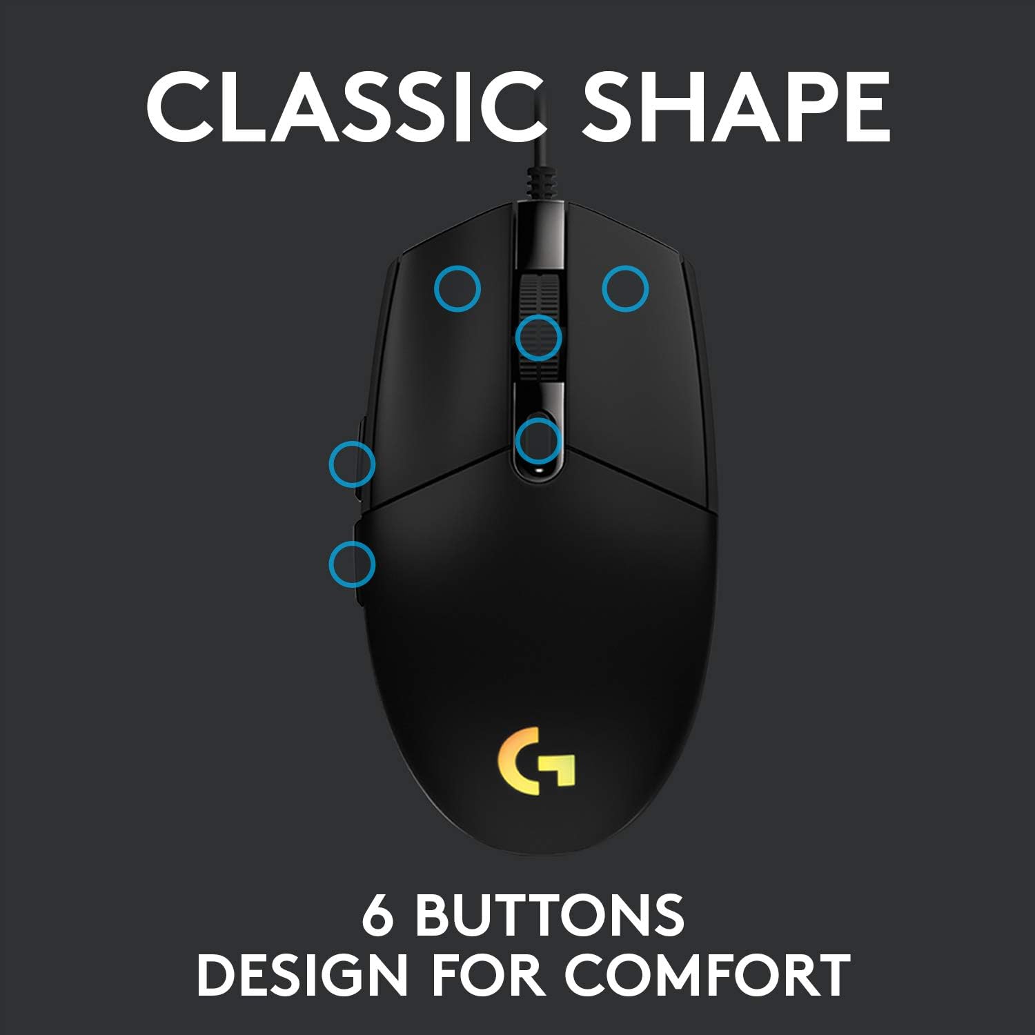 Logitech G203 LIGHTSYNC Gaming Mouse - 8K DPI, 6 Programmable Buttons, RGB Lighting, Lightweight Design - Black 2