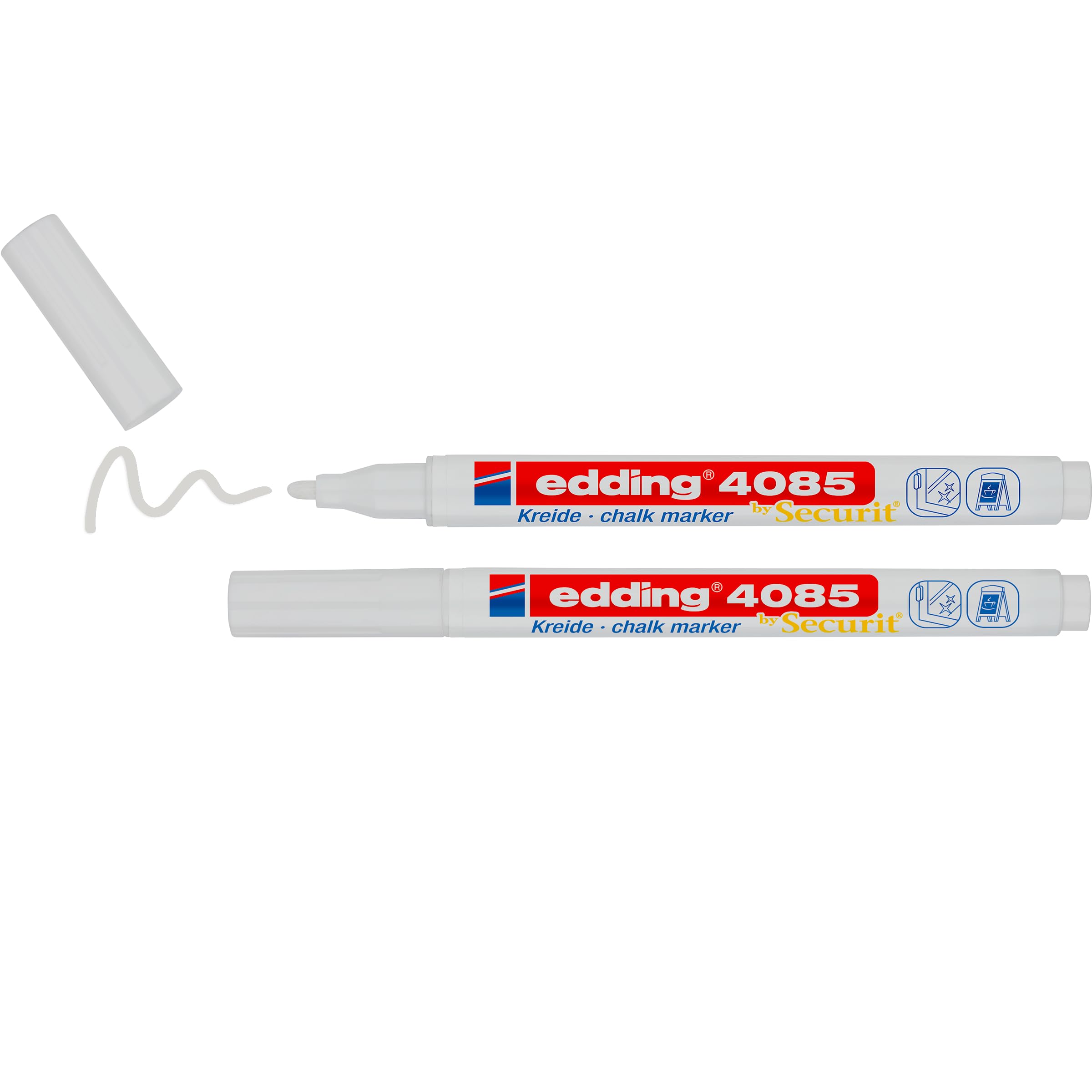 edding 4085 Chalk Marker - White Fine Tip (1-2 mm) | 2 Count Pack