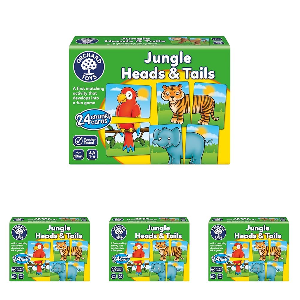 Orchard Toys Jungle Heads and Tails Game - 2 in 1 Matching Activity for Toddlers 1