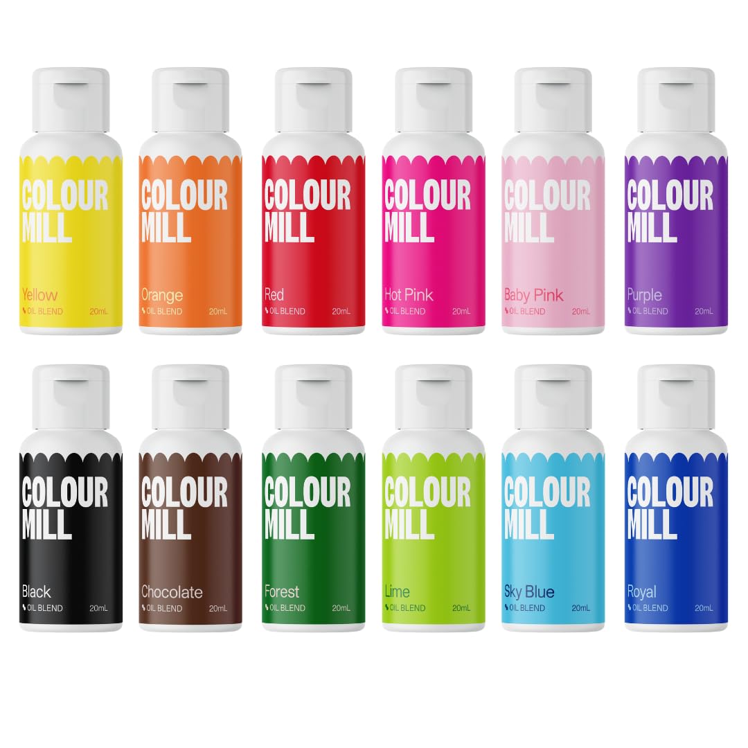 Colour Mill Oil Blend Food Colouring Kickstarter Set - 12 Vibrant Colors, 20ml Each