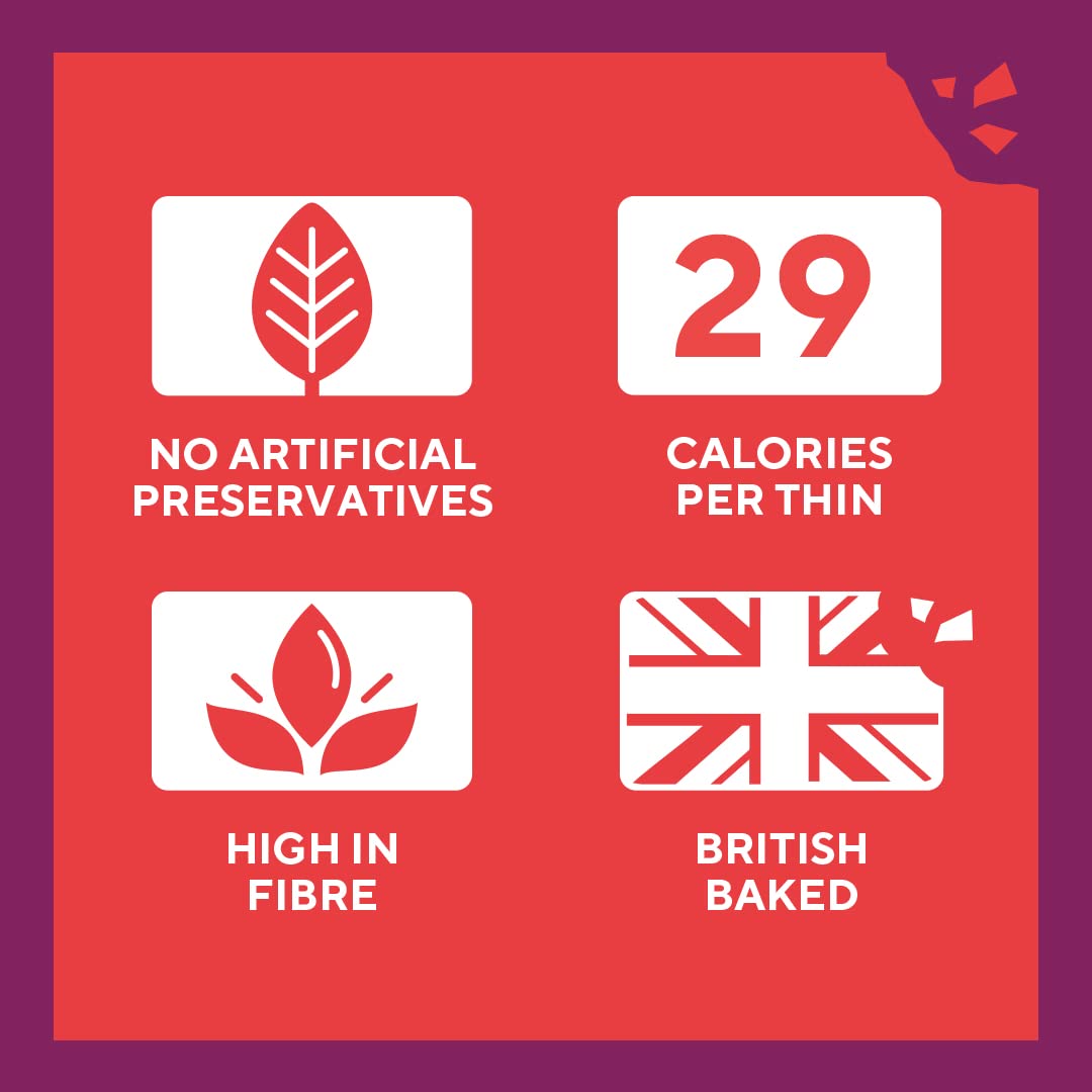 Ryvita Sweet Chilli Thins Flatbreads - Source of Fibre | 6 x 125g Packs | Made in the UK