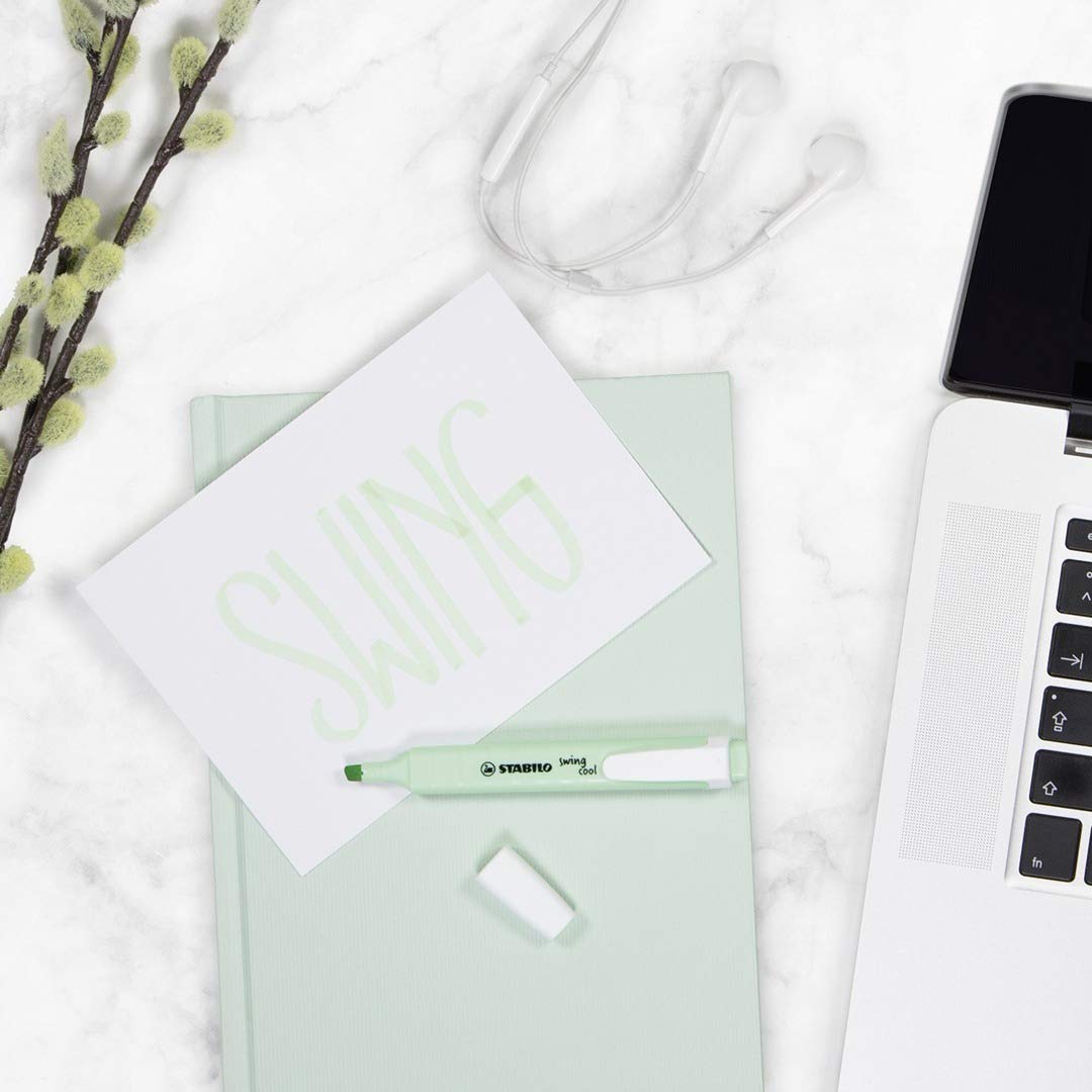 STABILO swing cool Pastel Highlighter - Pack of 8 | 4 Hour Cap-Off Time | 1mm & 4mm Line Widths 3