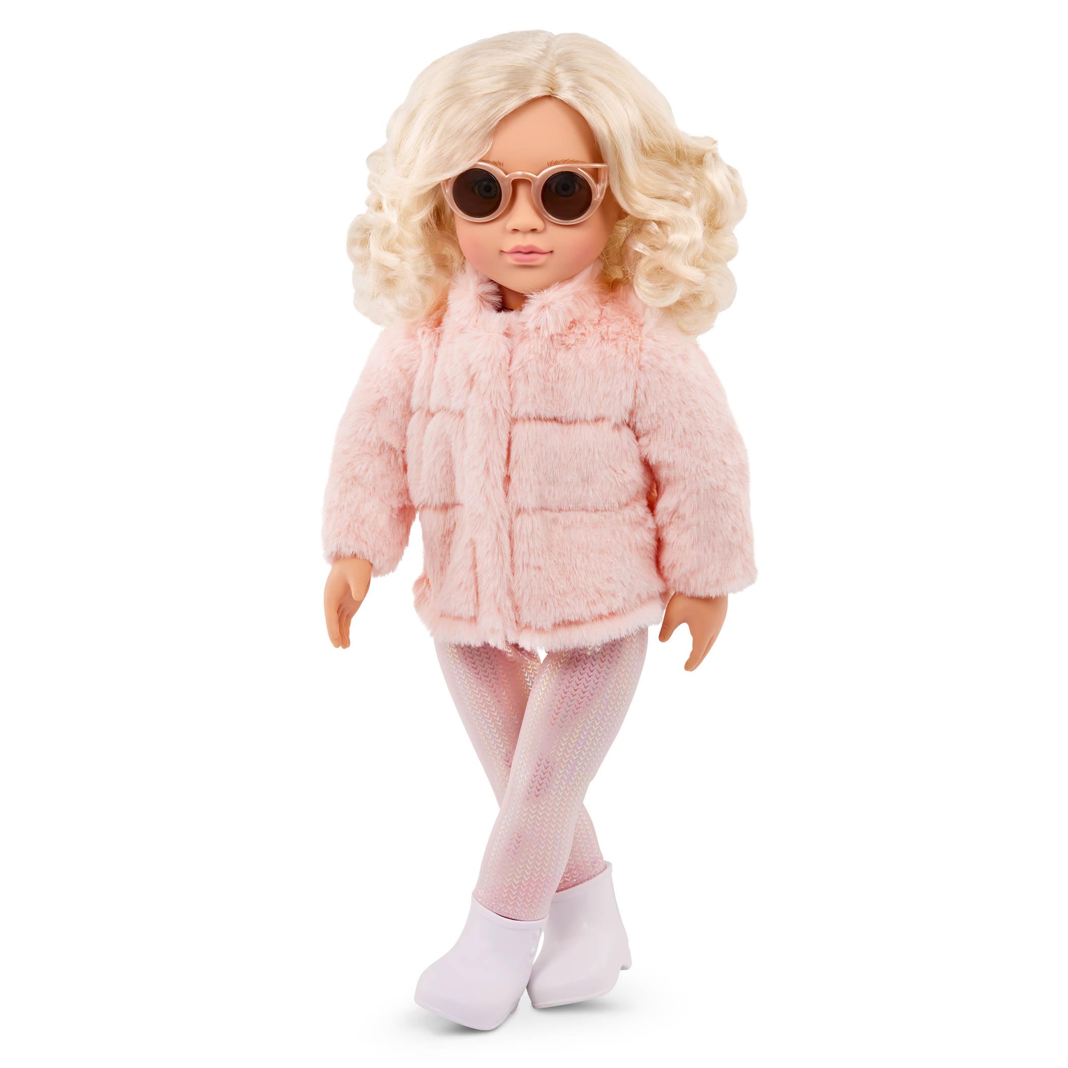 Our Generation Ava Doll - 18-inch Fashion Doll with Pink Faux-Fur Coat