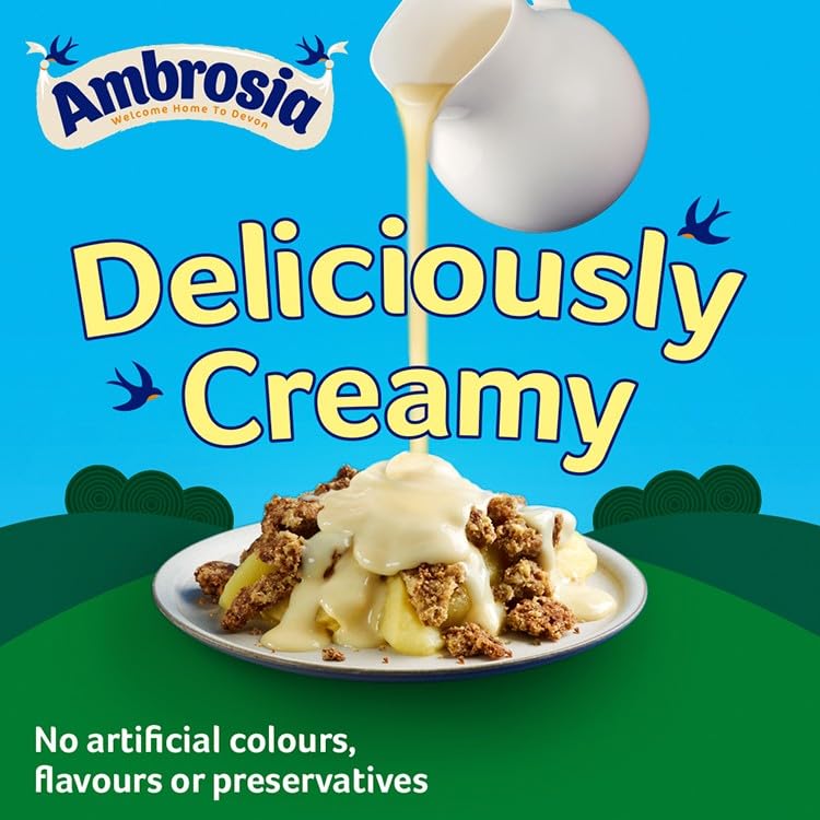 Ambrosia Banana Flavour Devon Custard Pots, Creamy Ready-to-Eat Dessert, 12 x 150g Pots