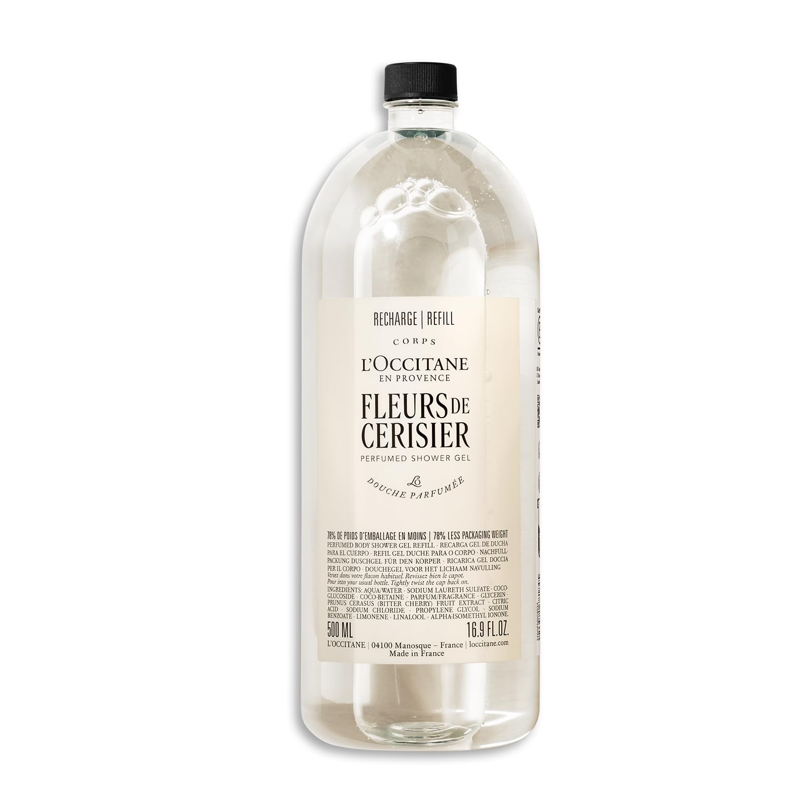 L'OCCITANE Cherry Blossom Shower Gel - Gentle Cleansing, Floral Scent, 500ml