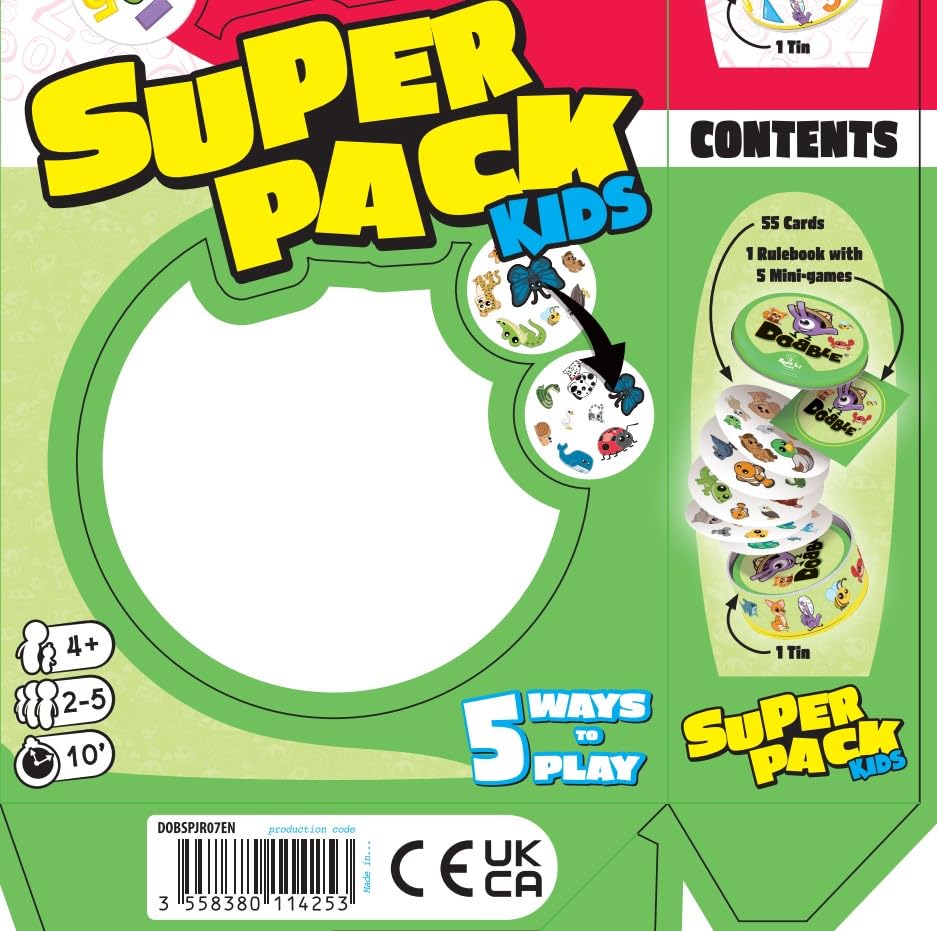 Asmodee Dobble Super Pack Kids 123 + Animals Family Card Game