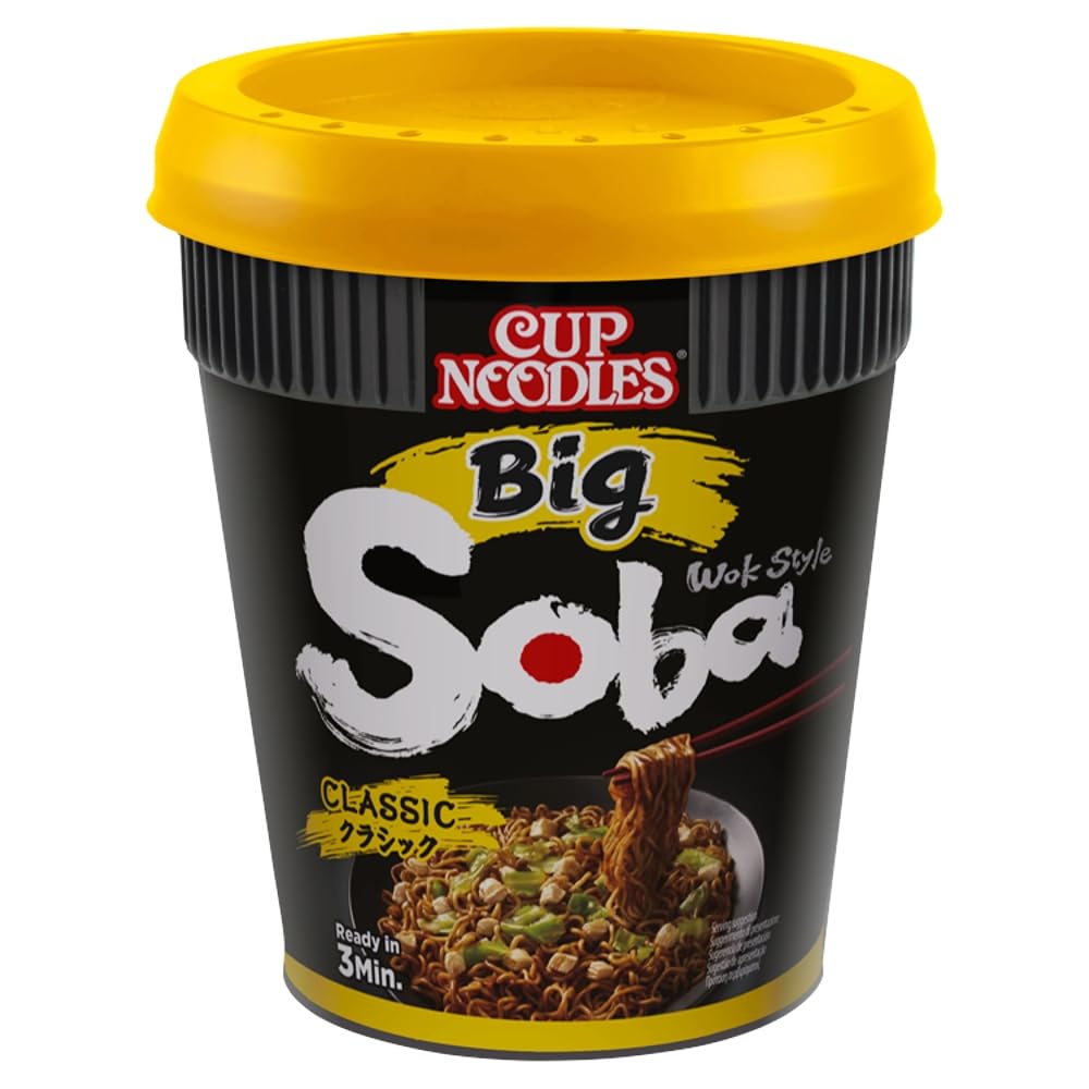NISSIN Soba Big Classic Instant Wok Style Noodles - 113g Pot (Pack of 6) | Vegetarian-Friendly