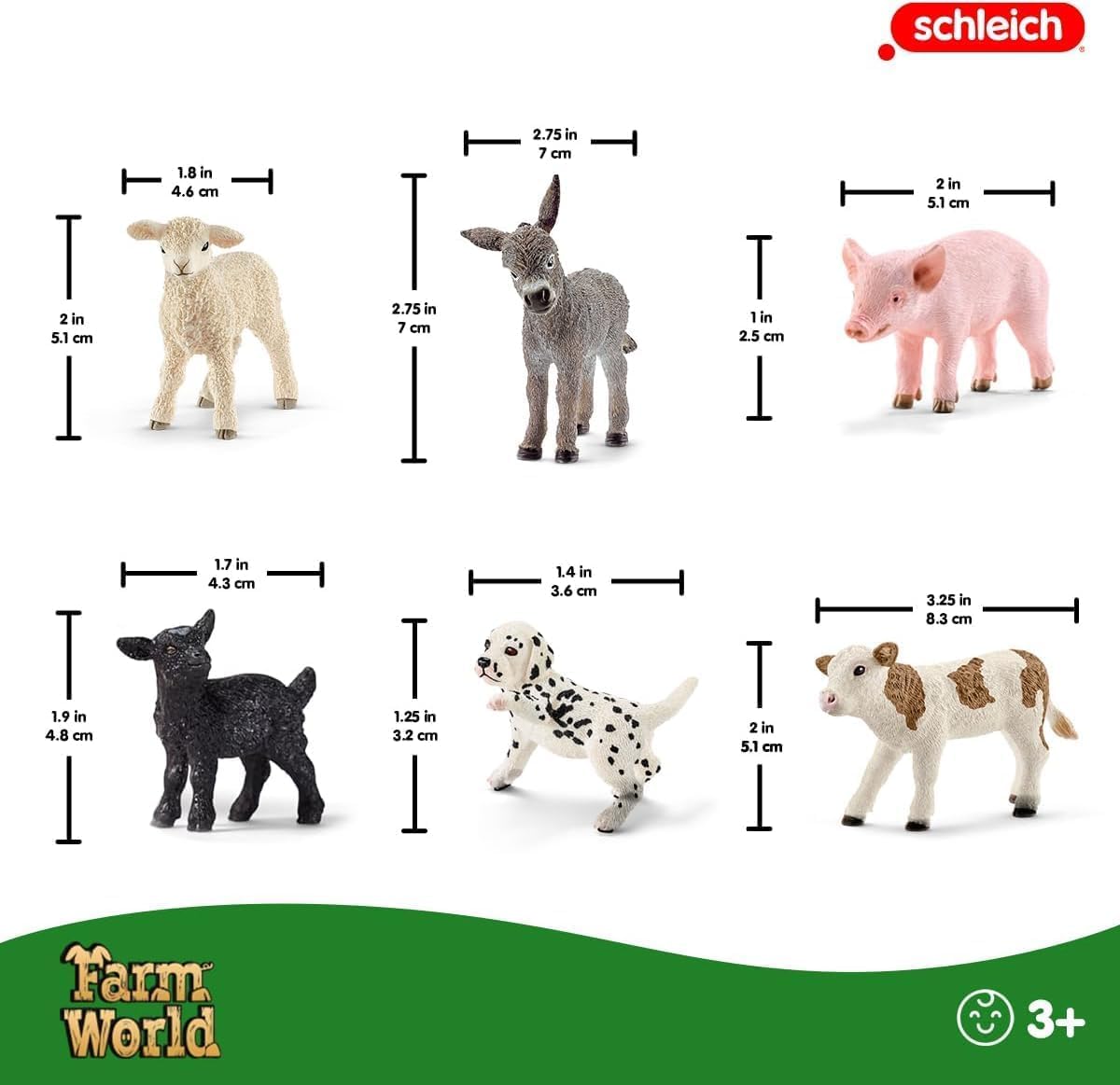 SCHLEICH Farm World - 6-Piece Baby Farm Animal Playset with Puppy, Lamb, Goat, Pig, Donkey Foal & Calf 3