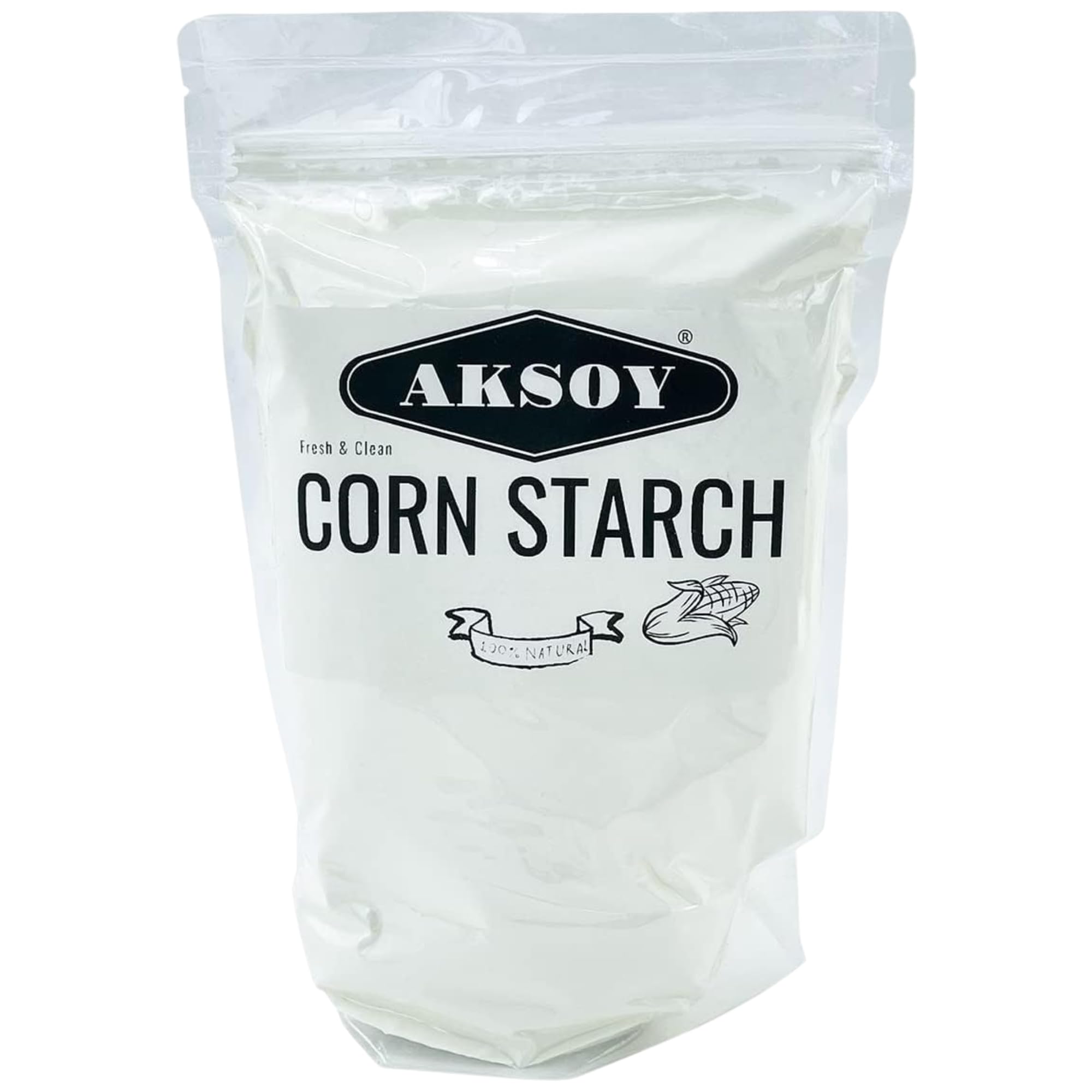 AKSOY 100% Pure Corn Starch | 1.25 KG Resealable Pouch | Non-GMO, Vegan Thickener for Gravy, Sauces, Baking & Puddings 1