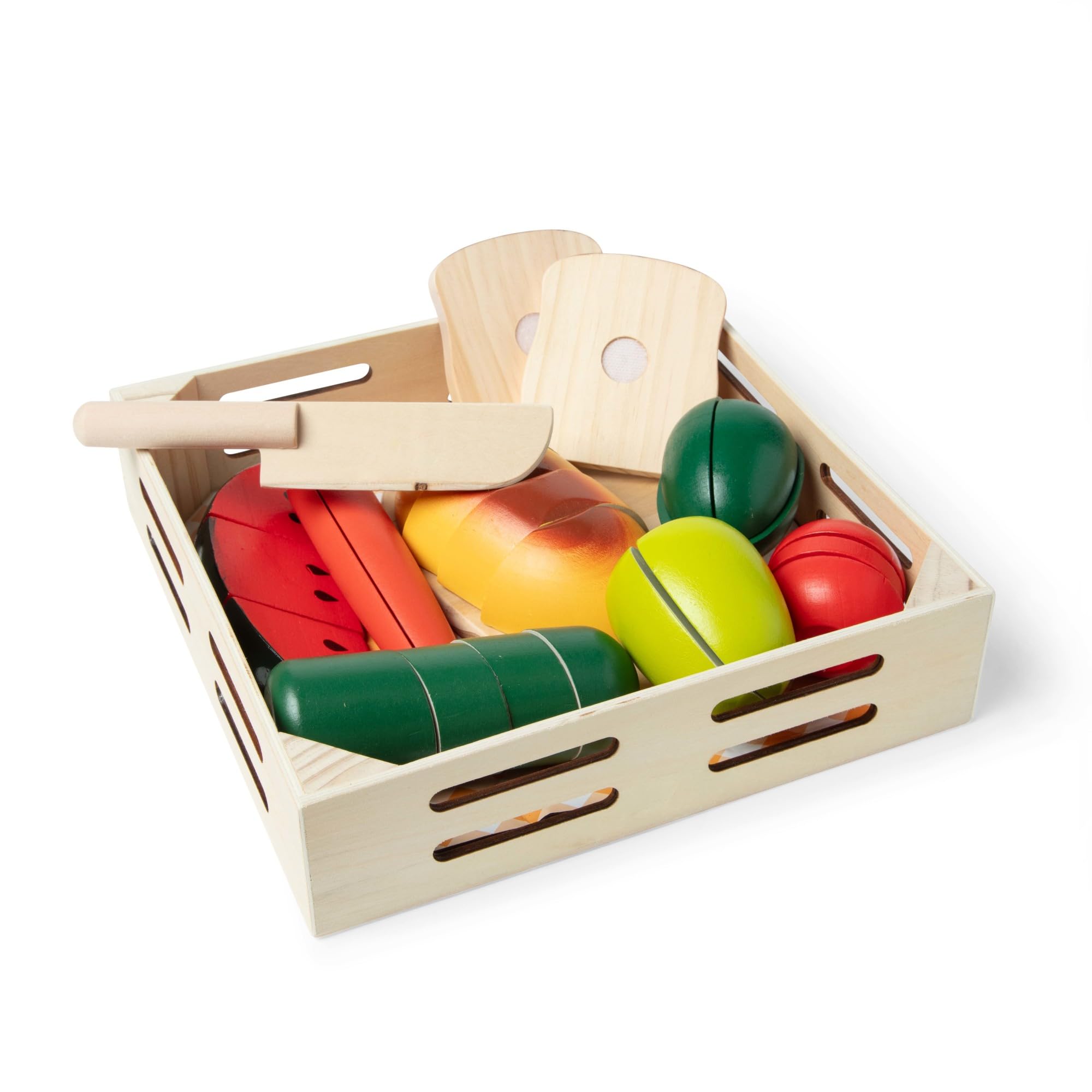 Melissa & Doug Cutting Food Play Food Set with Wooden Pieces, Knife, Cutting Board for Ages 3+