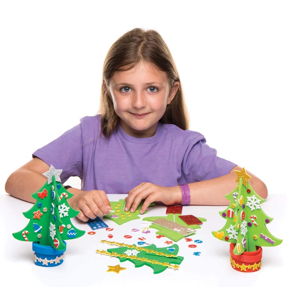 Baker Ross AR802 Felt Christmas Tree Craft Kit - 3D Foam Decorations for Kids Ages 3+
