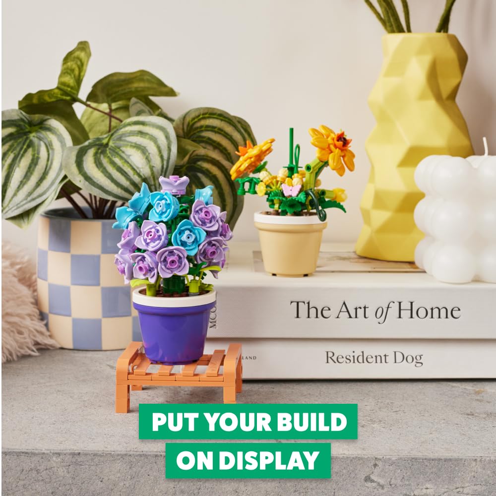 MAX Premium Garden Pot Plants Building Bricks Set - 186-Piece Campanula Flower Kit for Ages 3+ 2