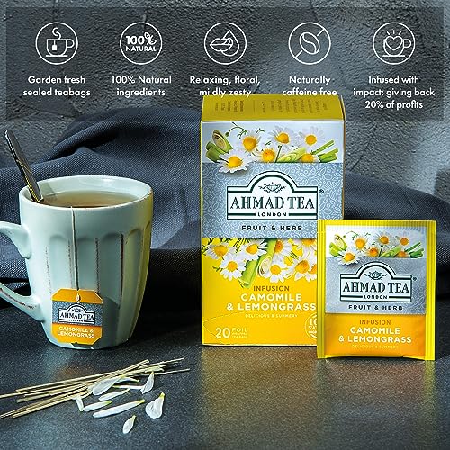 Ahmad Tea - Camomile & Lemongrass Fruit & Herbal Infusion - 20 Tea Bags 7