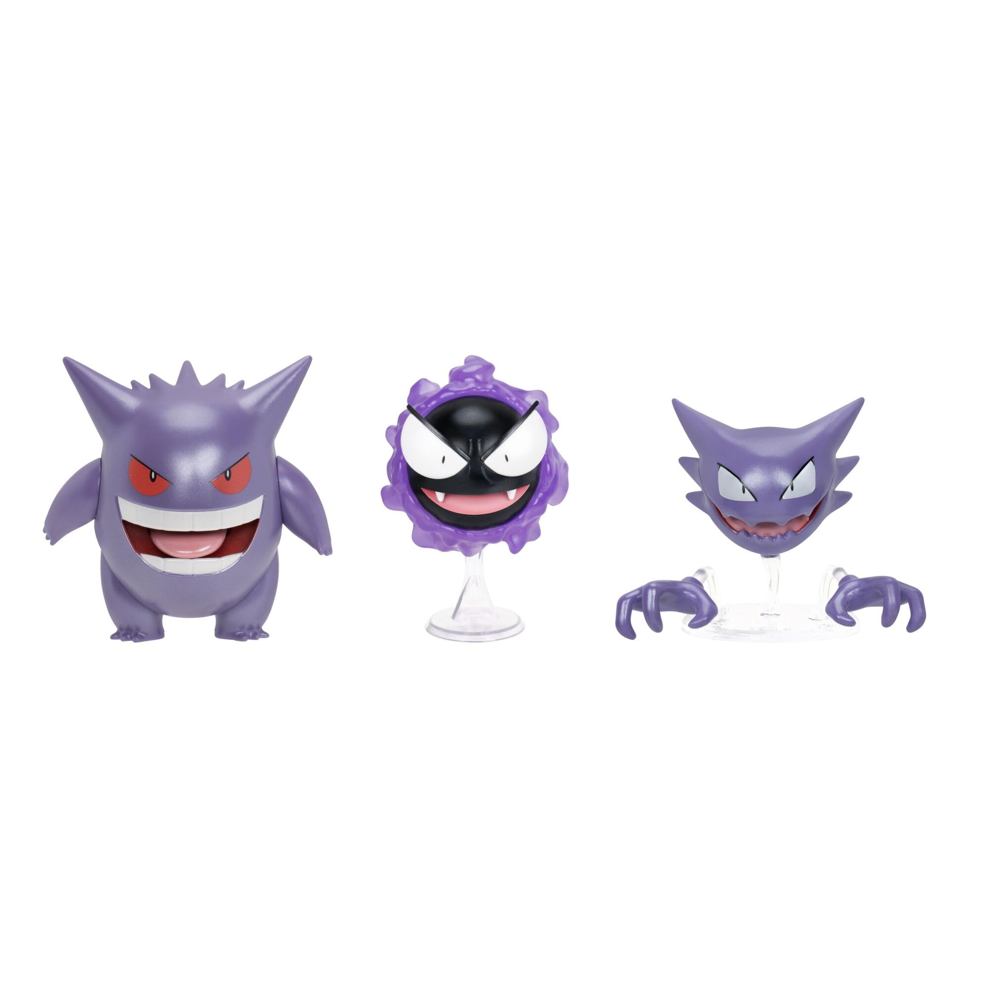 Pokemon Gastly, Haunter, and Gengar Evolution Pack - 3-Inch & 4.5-Inch Figures