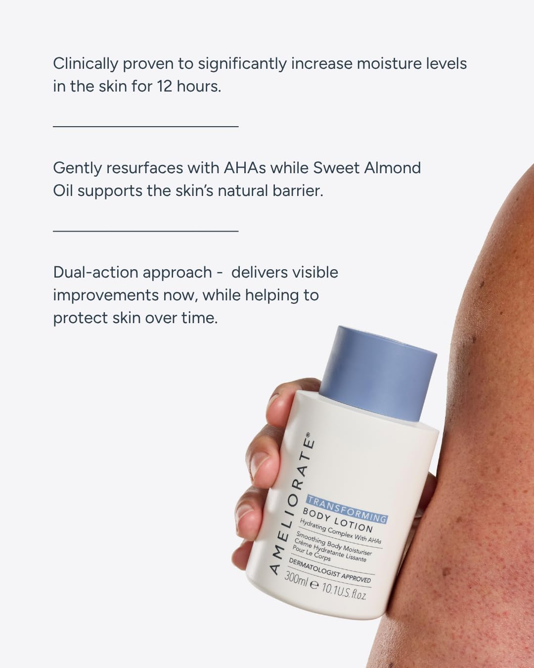 AMELIORATE Fragrance-Free Transforming Body Lotion - 300 ml | Exfoliating Moisturiser for KP & Bumpy Skin 5