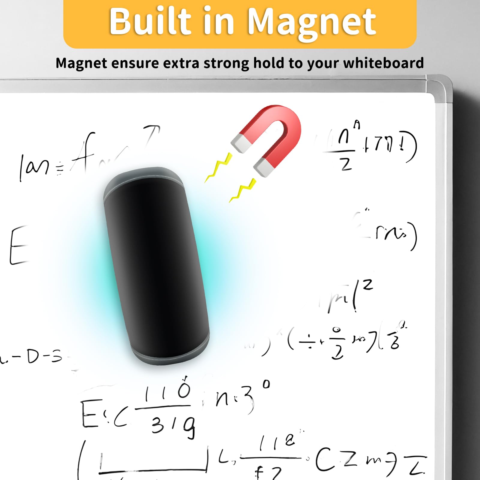 MOXYOY Magnetic Whiteboard Eraser - Strong Hold, Durable Fiber Cleaning | 2 Pack, Black