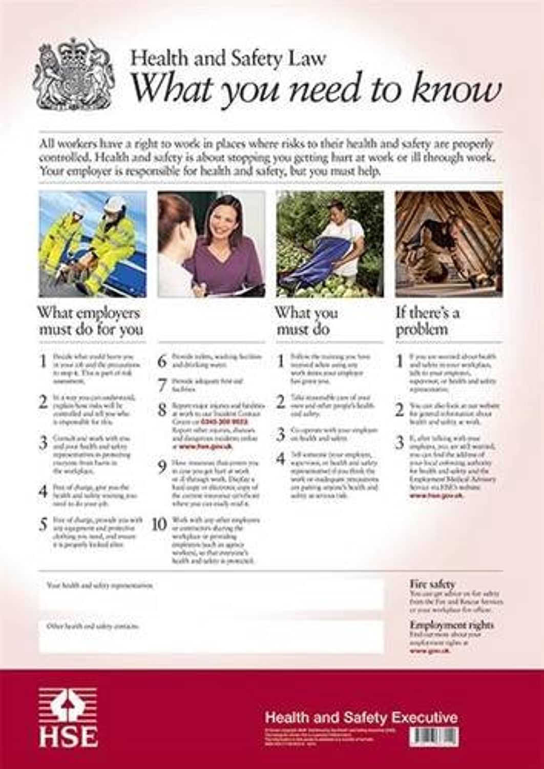 HSE Health and Safety Law Poster - Laminated A3 | UV-Fast Ink | Antimicrobial Coating